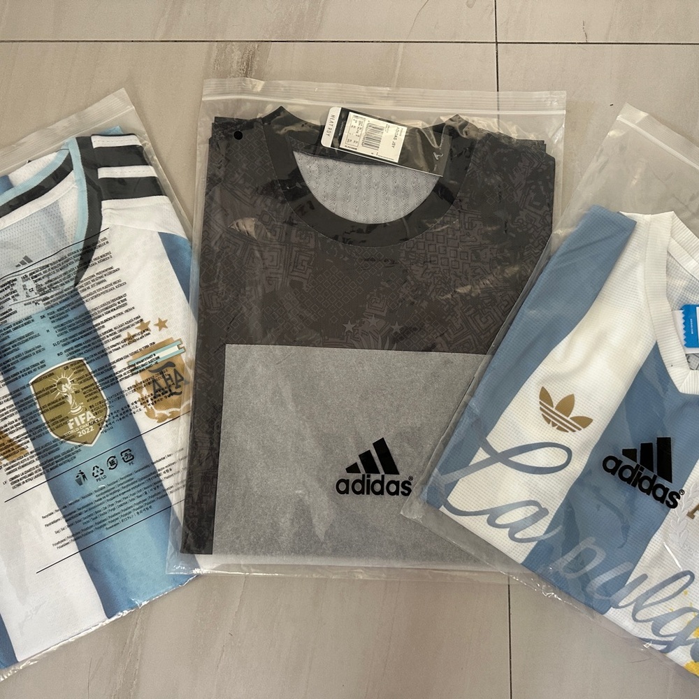 One of a kind deal - 3 Special Messi Argentina Jerseys In XL . Run Small